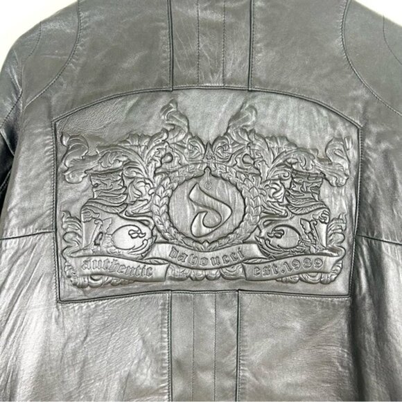VINTAGE Davoucci Bomber Biker Genuine Leather Jacket XL - Picture 9 of 10